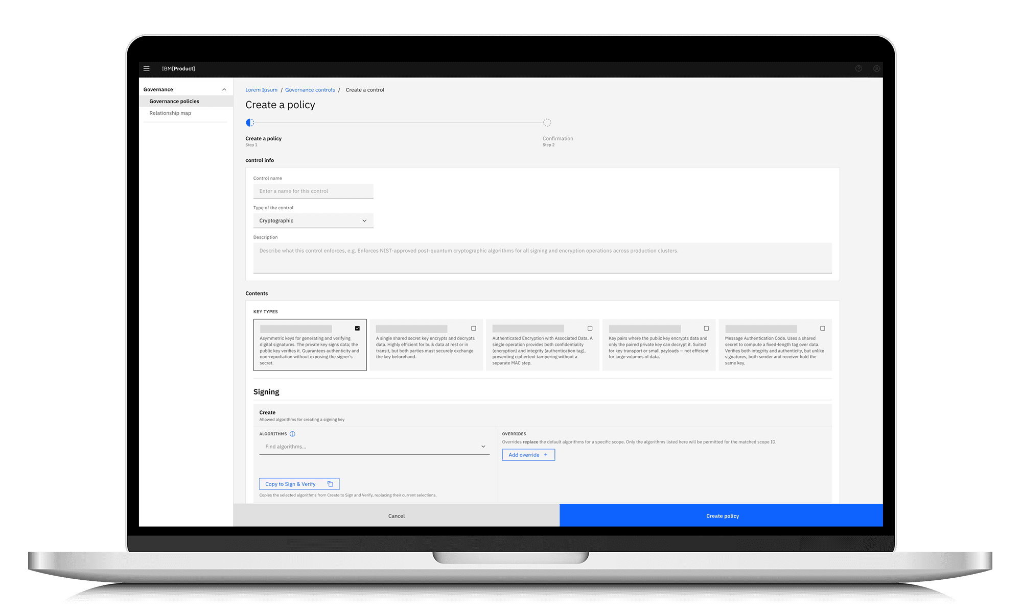 Governance Policy workflow for IBM HashiCorp Vault