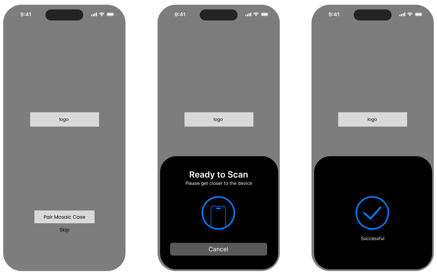 Onboarding pairing wireframes